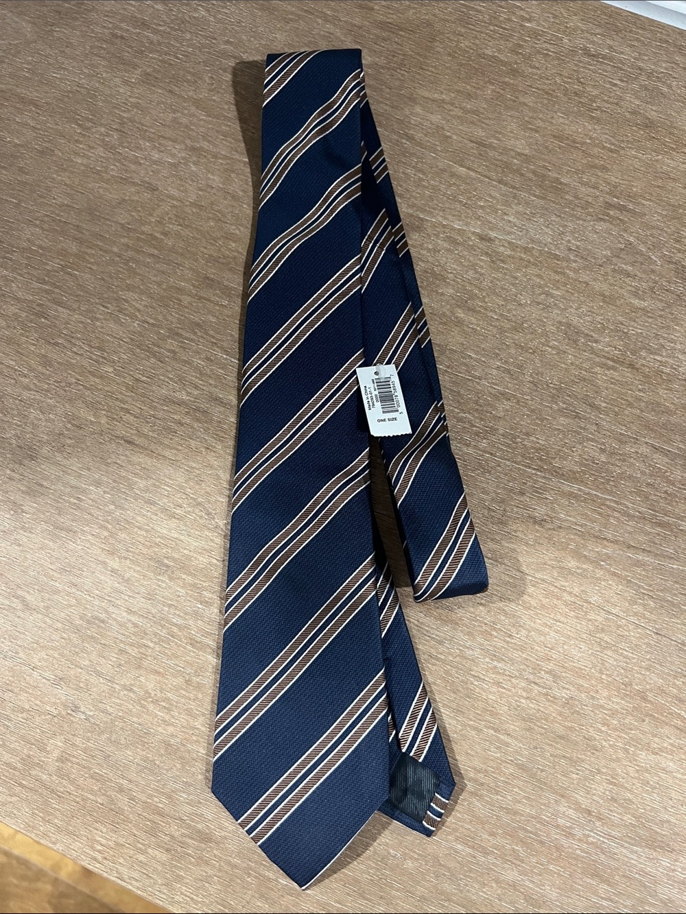Banana Republic Navy Tie with Brown and Cream Stripes
